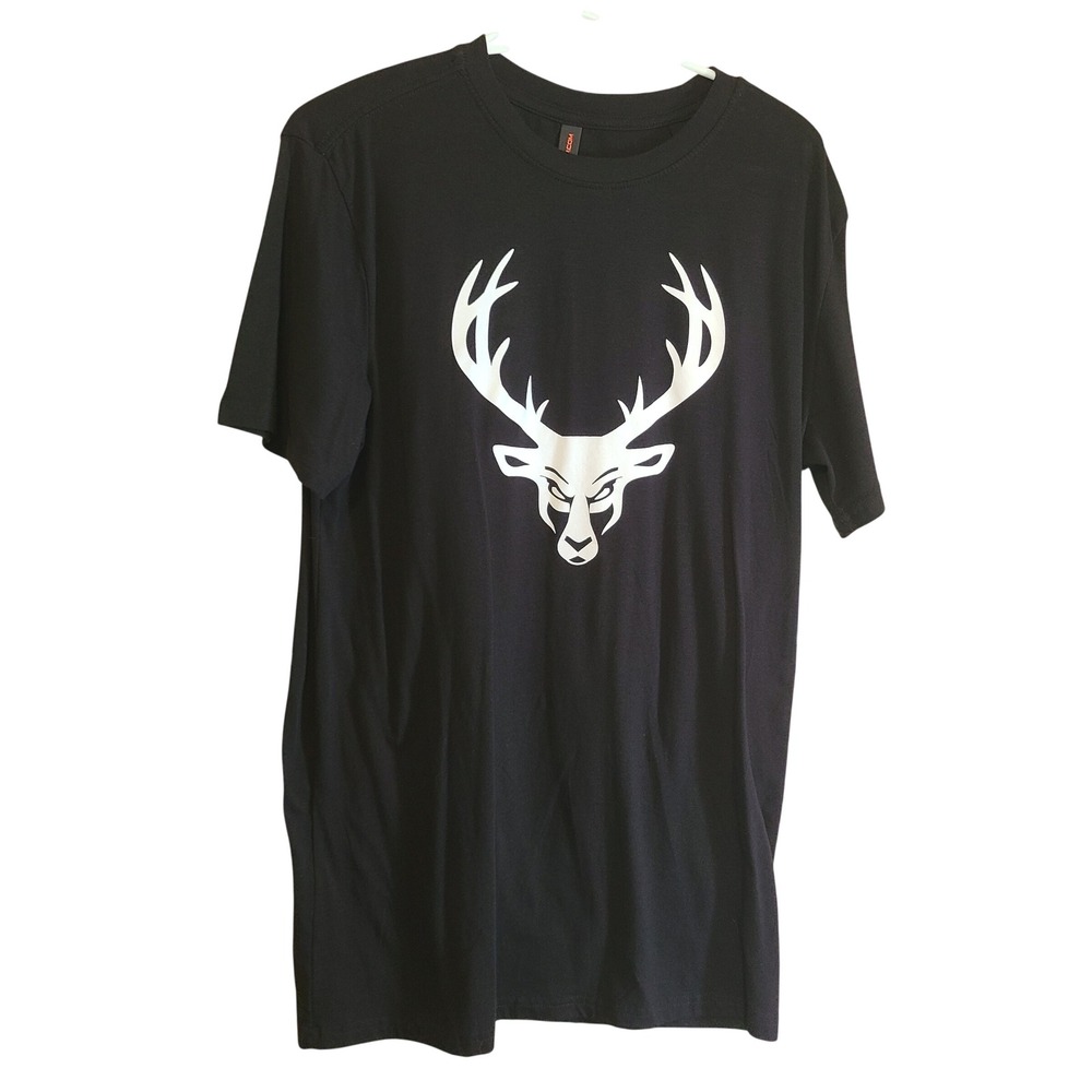 Bucked Up T Shirt Mens Large Black Graphic Logo American Flag Sleeve Casual